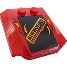 LEGO Red Wedge 4 x 4 Curved with "AIRBORNE Spoilers" and Flames Sticker (45677)