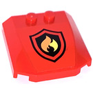 LEGO rouge Coin 4 x 4 Incurvé avec Feu logo Autocollant (45677)
