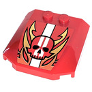 LEGO rouge Coin 4 x 4 Incurvé avec Flaming Skull Autocollant (45677)