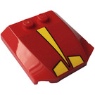 LEGO Rood Wig 4 x 4 Gebogen met Geel Shapes Patroon Sticker (45677)