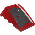 LEGO Red Wedge 4 x 4 Triple Curved without Studs with Dark Stone Gray and White patches Sticker (47753)
