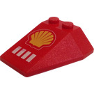 LEGO Red Wedge 4 x 4 Triple with Shell Logo without Stud Notches (6069)