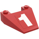 LEGO Rood Wig 4 x 4 met Number 1 Sticker zonder Stud Inkepingen (4858)