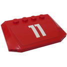 LEGO rouge Coin 4 x 6 Incurvé avec '11' Autocollant (52031)