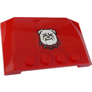 LEGO Red Wedge 4 x 6 Curved with Bulldog Head Sticker (52031)