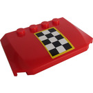 LEGO Rood Wig 4 x 6 Gebogen met Checkered met Geel Sticker (52031)