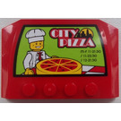 LEGO Red Wedge 4 x 6 Curved with Chef and 'CITY PIZZA' Sticker (52031)