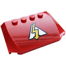 LEGO Rood Wig 4 x 6 Gebogen met Electricity Symbol, Triangle Sticker (52031)