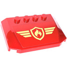 LEGO rot Keil 4 x 6 Gebogen mit Feuer Emblem und Gelb Streifen Aufkleber (52031)