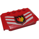 LEGO Red Wedge 4 x 6 Curved with Fire Logo big 7239 Sticker (52031)