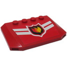 LEGO rot Keil 4 x 6 Gebogen mit Feuer Logo Klein 7945 Aufkleber (52031)