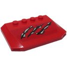 LEGO rot Keil 4 x 6 Gebogen mit Silber und Schwarz marks und rot background Aufkleber (52031)