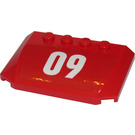 LEGO Red Wedge 4 x 6 Curved with White '09' on Red Background Sticker (52031)