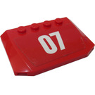 LEGO rot Keil 4 x 6 Gebogen mit Weiß Number "07" Aufkleber (52031)