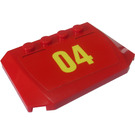 LEGO rot Keil 4 x 6 Gebogen mit Gelb '04' Aufkleber (52031)