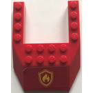 LEGO rot Keil 6 x 8 mit Ausgeschnitten mit Feuer Logo Aufkleber (32084)