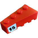 LEGO Red Wedge Brick 2 x 4 Left with 18 on White Background Sticker (41768)