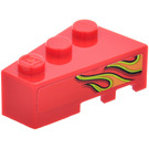 LEGO Red Wedge Brick 3 x 2 Left with Double Orange Flame Sticker (6565)