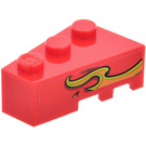 LEGO rouge Coin Brique 3 x 2 La gauche avec Orange Flamme Autocollant (6565)
