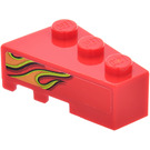 LEGO rot Keil Backstein 3 x 2 Recht mit Doppelt Orange Flamme Aufkleber (6564)