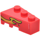 LEGO Red Wedge Brick 3 x 2 Right with Orange Flame Sticker (6564)