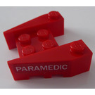 LEGO Red Wedge Brick 3 x 4 with White 'PARAMEDIC' on Each Side Sticker with Stud Notches (50373)