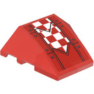 LEGO rot Keil Gebogen 3 x 4 Verdreifachen mit rot und Weiß Check Panel Aufkleber (64225)