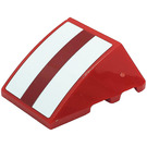 LEGO Red Wedge Curved 3 x 4 Triple with Red and White Stripes Sticker (64225)