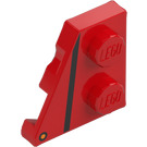 LEGO Red Wedge Plate 2 x 2 Wing Left with Black Stripe and Orange and Black Circle (24299 / 110091)