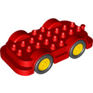LEGO Red Wheelbase 4 x 8 with Medium Stone Grey Wheels (15319 / 24911)