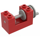 LEGO Červená Winch 2 x 4 x 2 s Světlo Grey Drum (73037)