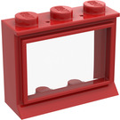 LEGO Red Window 1 x 3 x 2 Classic with Solid Studs with Glass
