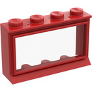 LEGO Red Window 1 x 4 x 2 Classic with Solid Studs and Fixed Glass
