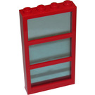 LEGO Red Window 1 x 4 x 6 with 3 Panes and Transparent Light Blue Fixed Glass (6160 / 75336)