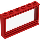 LEGO Rood Venster 1 x 6 x 3 met holle noppen en vast glas