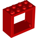 레고 빨간색 창문 2 x 4 x 3 둥근 구멍 포함 (4132)