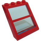 LEGO Red Window 4 x 4 x 3 Roof with Centre Bar and Transparent Light Blue Glass (6159)