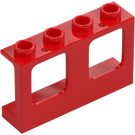 LEGO Rød Vindusramme 1 x 4 x 2 med hule knotter (61345)