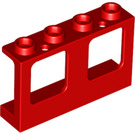 LEGO Red Window Frame 1 x 4 x 2 with Hollow Studs (61345)