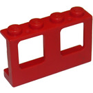 LEGO rot Fenster Rahmen 1 x 4 x 2 mit festen Bolzen (4863)