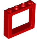 LEGO Rød Vinduesramme 1 x 4 x 3 (midtstuds knops, udvendige knops solid) (6556)