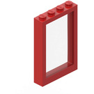 LEGO Rød Vinduesramme 1 x 4 x 5 med Fixed Glas