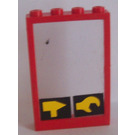 LEGO rouge Fenêtre Cadre 1 x 4 x 5 avec Fixed Verre avec Jaune Marteau et Wrench Autocollant