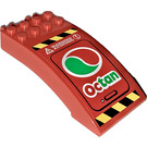 LEGO rouge Pare-brise 4 x 8 x 2 Incurvé Charnière avec Octan logo Droite Côté Autocollant