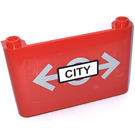 LEGO Red Windscreen 1 x 6 x 3 with 'CITY' Sticker (64453)