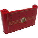 LEGO Red Windscreen 1 x 6 x 3 with Gold 'HOGWARTS RAILWAYS' and Gold Hogwarts Logo Sticker (39889)