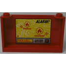 LEGO Red Windscreen 1 x 6 x 3 with Topographical Map, 'ALARM!' and Buttons Sticker (64453)