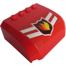 LEGO rouge Pare-brise 5 x 6 x 2 Incurvé avec Feu logo avec Deux blanc Rayures Autocollant (61484)