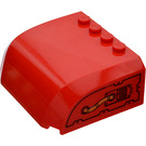 LEGO Rood Voorruit 5 x 6 x 2 Gebogen met Pipe Sticker (61484)