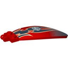 LEGO Red Windscreen 9 x 3 x 1.667 Bubble Canopy with Fuel Cap with Flames (47844 / 90410)